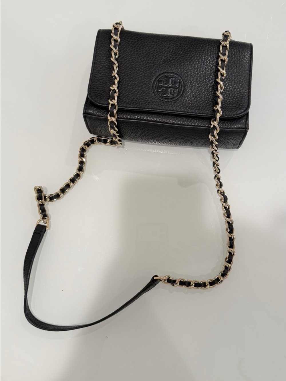 Authentic Tory Burch Black Leather Crossbody Bag